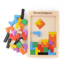 Colorful Wooden Tetris Puzzle Game
