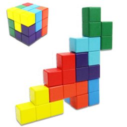 Multi-Color Wooden 3D Tetris Cubes