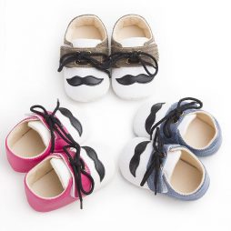 Mustache Baby Moccasin Shoes