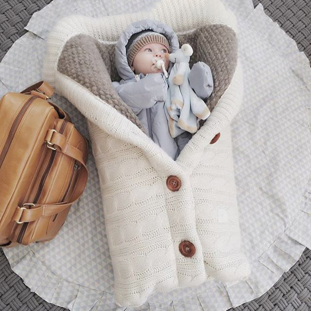 Extra Large Baby Winter Knit Swaddle Sleeping Bag with Buttons