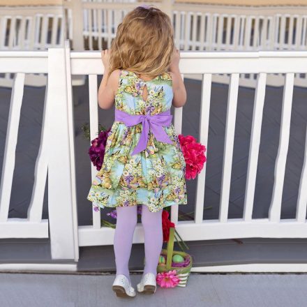 Baby Girl Sleeveless Easter Bunny Cartoon Print Dress with matching headband - Image 2