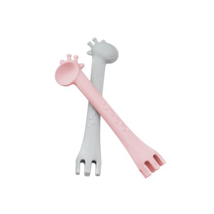 Soft Grey & Pink Fork & Spoon Set - Image 2